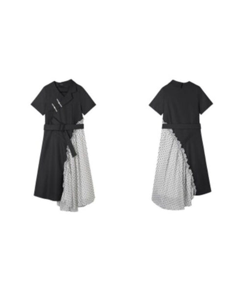 Pin Detail Contrast Wrap Dress